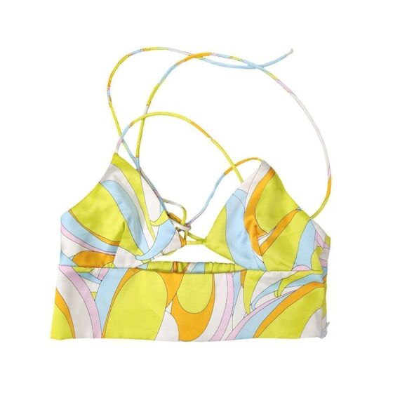 Zara Crop Top XS Green Printed Satin Effect V-Neck Bloggers Favorite Boho Y2K - Picture 1 of 6